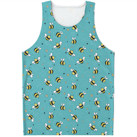 Little Bee Pattern Print Men's Tank Top