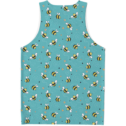 Little Bee Pattern Print Men's Tank Top