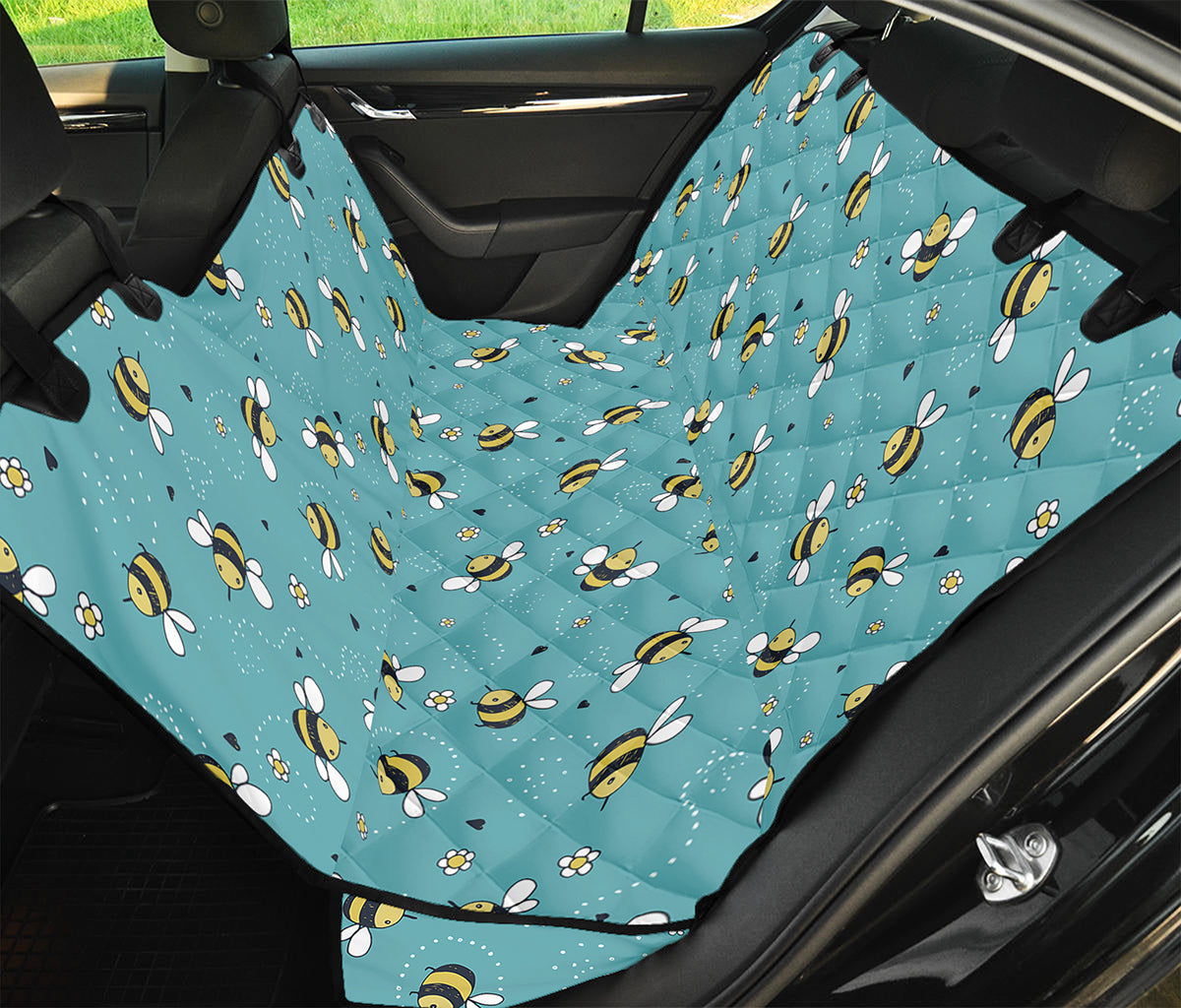 Little Bee Pattern Print Pet Car Back Seat Cover
