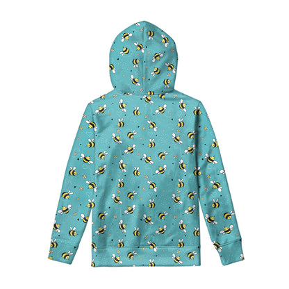 Little Bee Pattern Print Pullover Hoodie