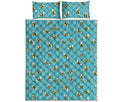 Little Bee Pattern Print Quilt Bed Set