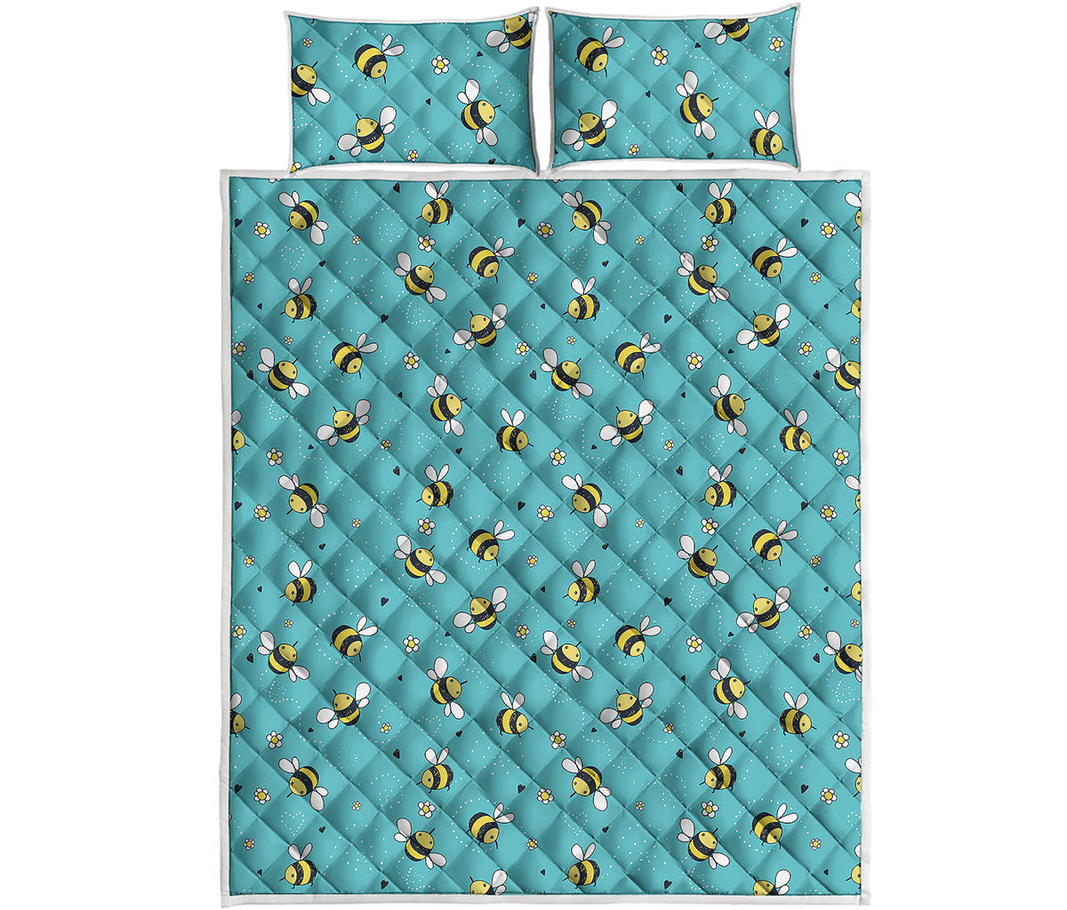 Little Bee Pattern Print Quilt Bed Set