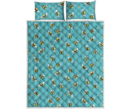 Little Bee Pattern Print Quilt Bed Set