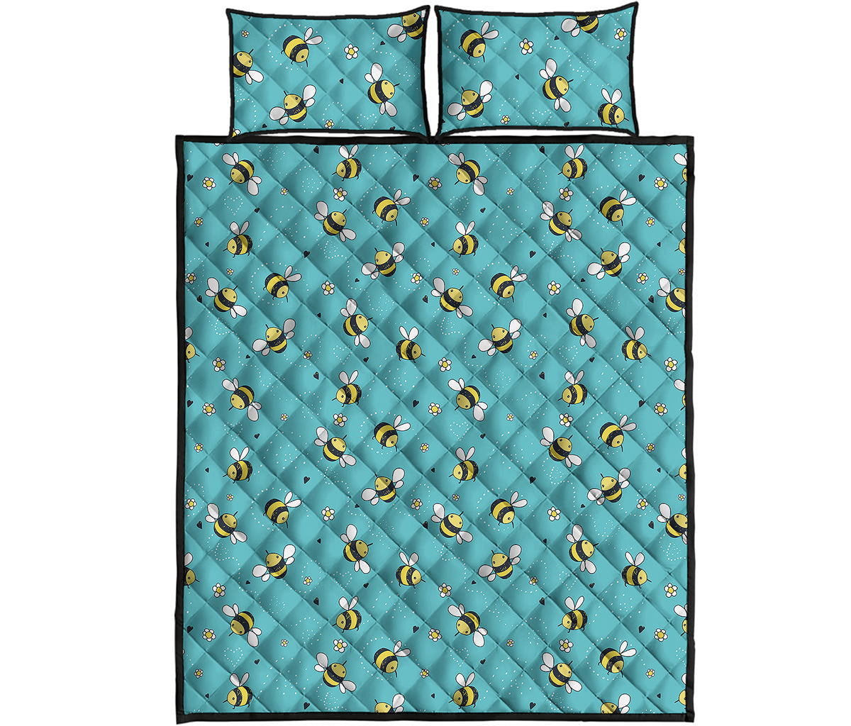 Little Bee Pattern Print Quilt Bed Set