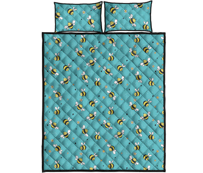 Little Bee Pattern Print Quilt Bed Set
