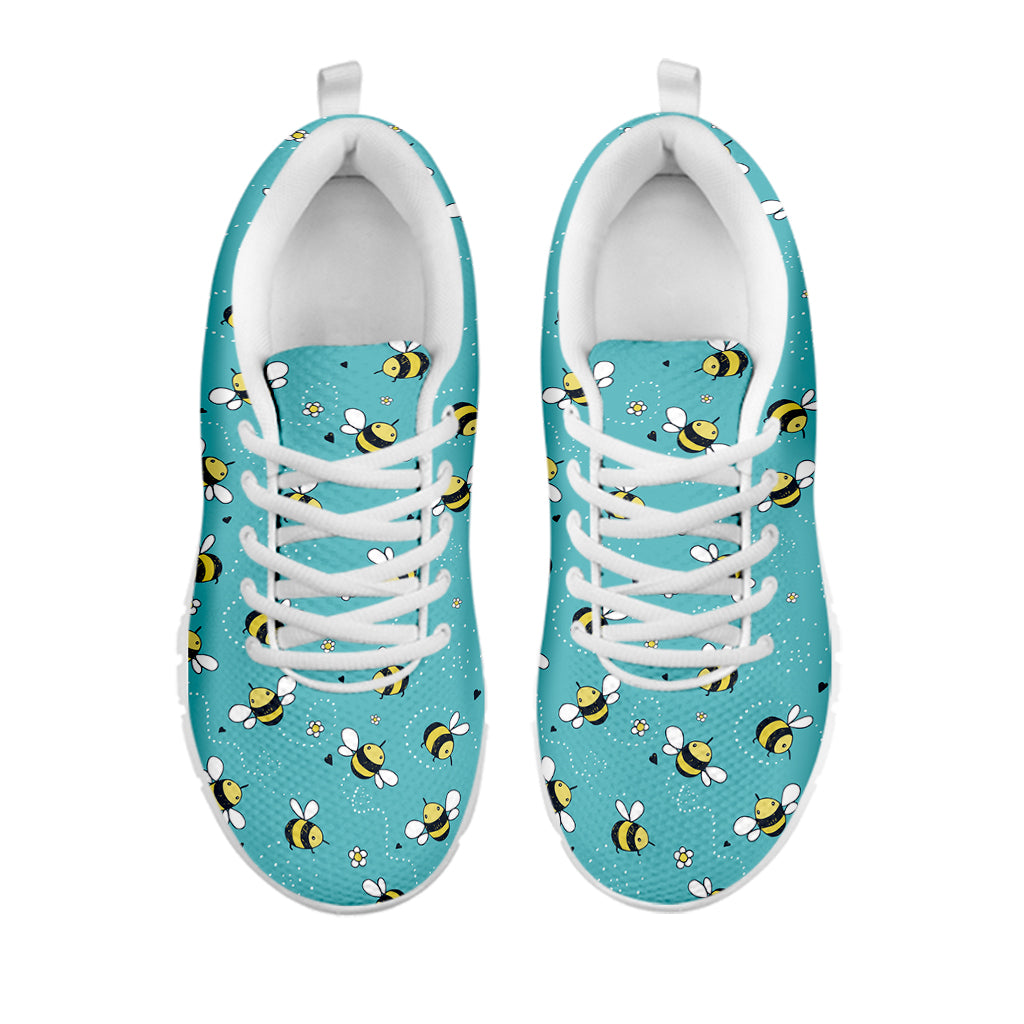 Little Bee Pattern Print White Sneakers