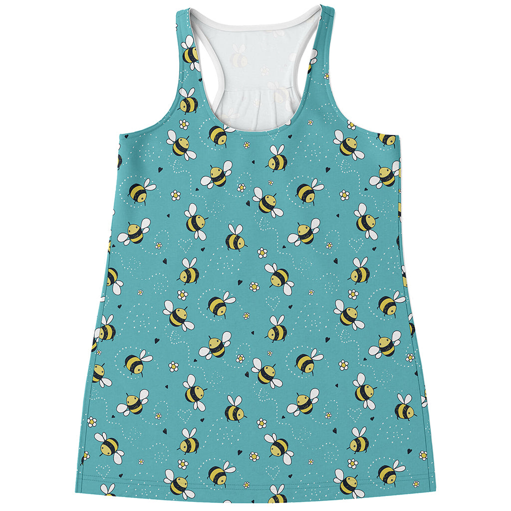 Little Bee Pattern Print Women's Racerback Tank Top