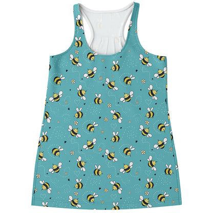 Little Bee Pattern Print Women's Racerback Tank Top