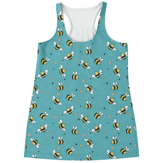 Little Bee Pattern Print Women's Racerback Tank Top