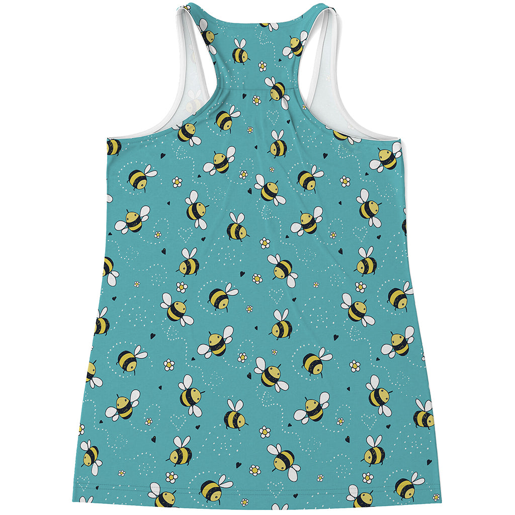 Little Bee Pattern Print Women's Racerback Tank Top