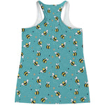 Little Bee Pattern Print Women's Racerback Tank Top