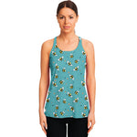 Little Bee Pattern Print Women's Racerback Tank Top