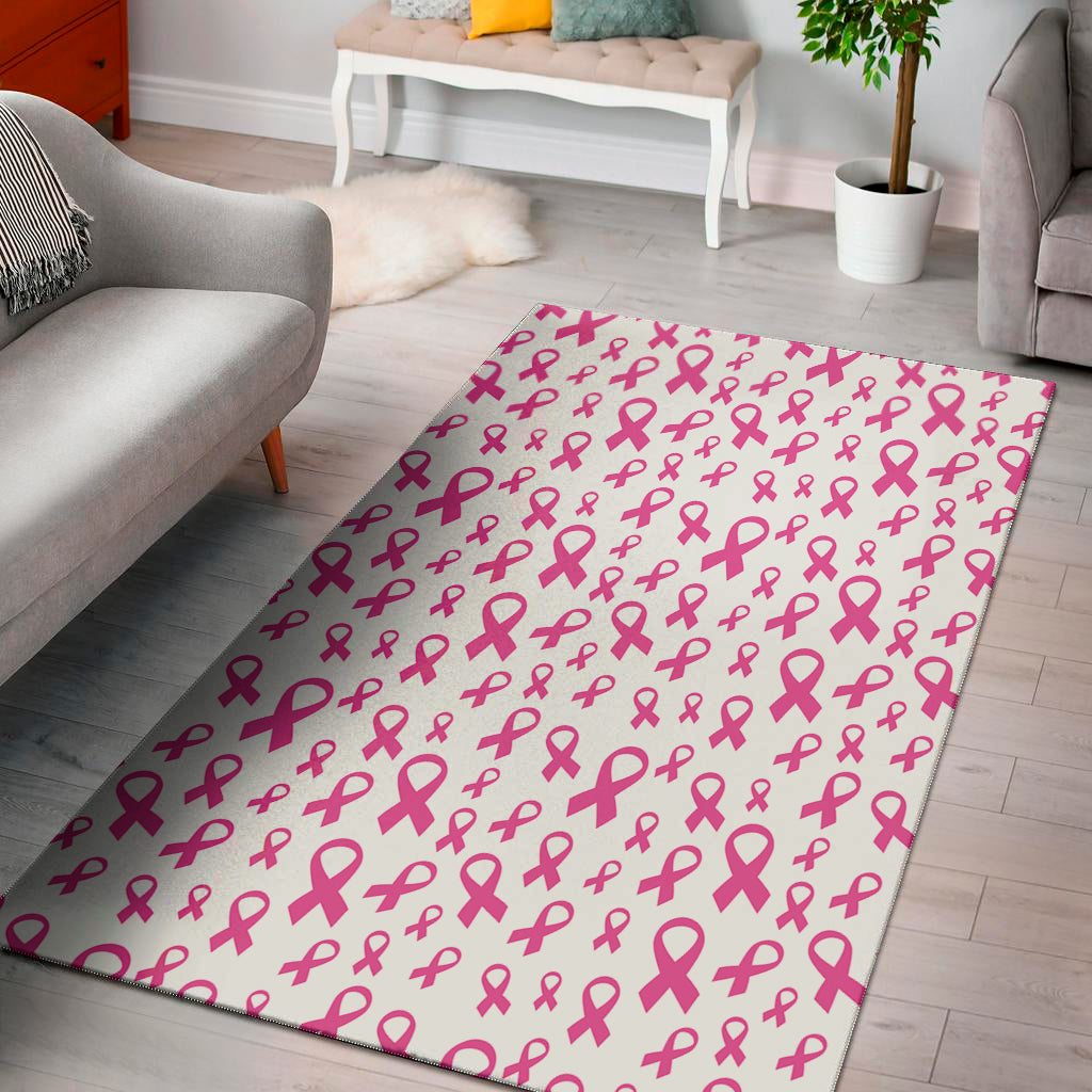 Little Breast Cancer Ribbon Print Area Rug