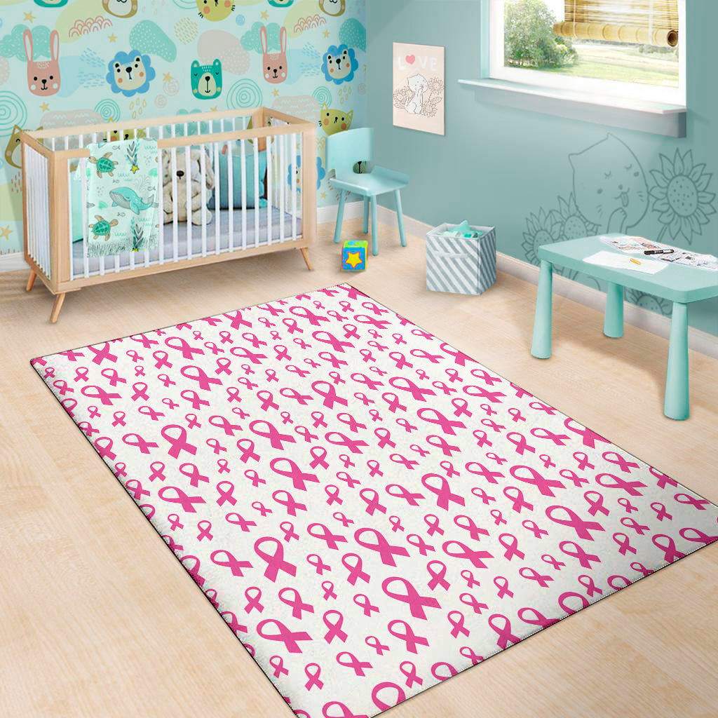 Little Breast Cancer Ribbon Print Area Rug
