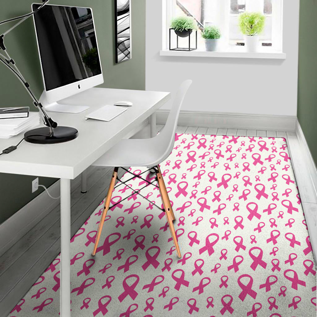 Little Breast Cancer Ribbon Print Area Rug