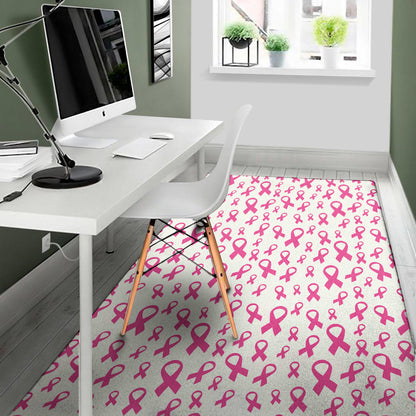 Little Breast Cancer Ribbon Print Area Rug