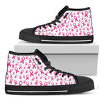 Little Breast Cancer Ribbon Print Black High Top Shoes