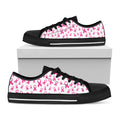 Little Breast Cancer Ribbon Print Black Low Top Sneakers