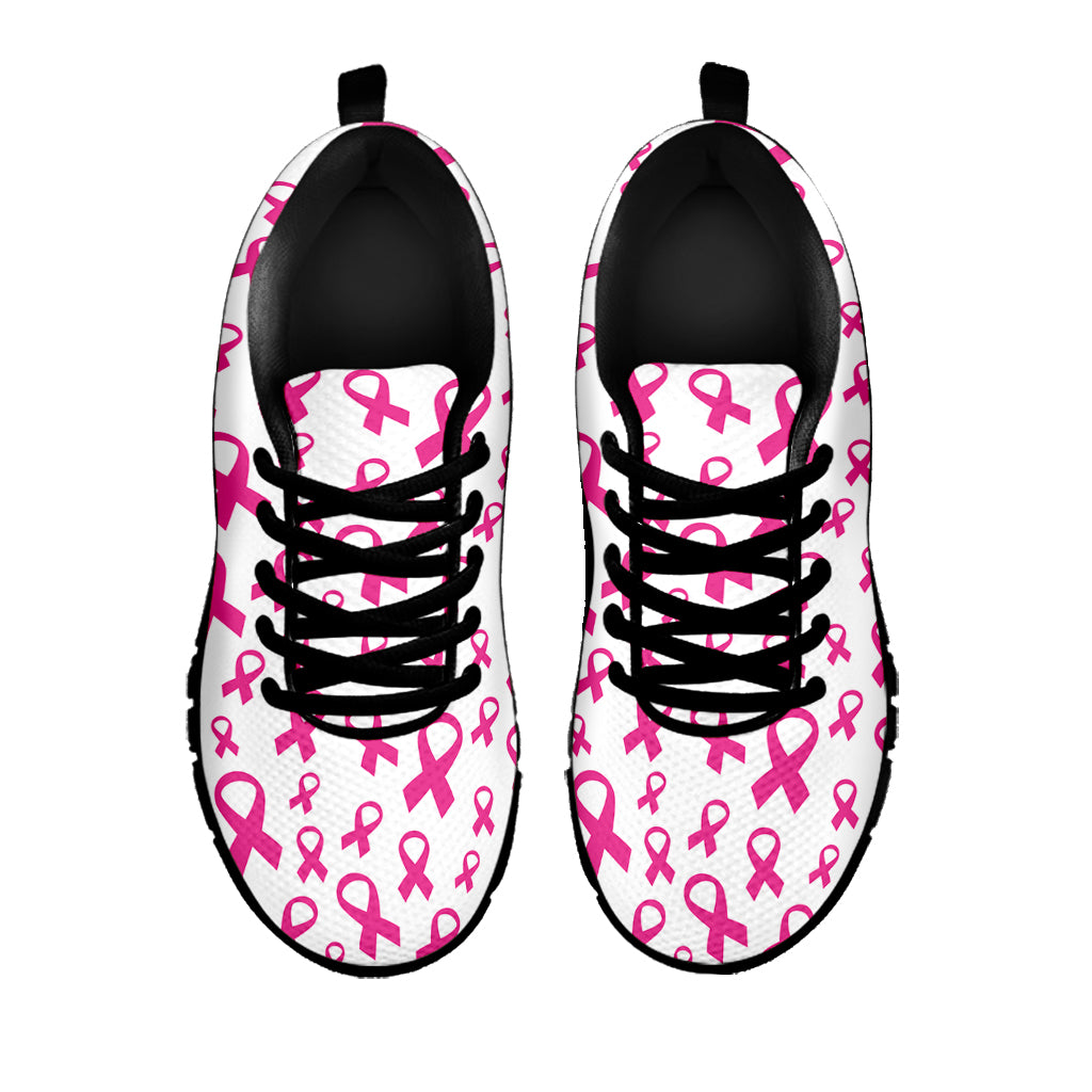 Little Breast Cancer Ribbon Print Black Sneakers