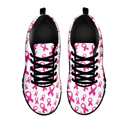 Little Breast Cancer Ribbon Print Black Sneakers