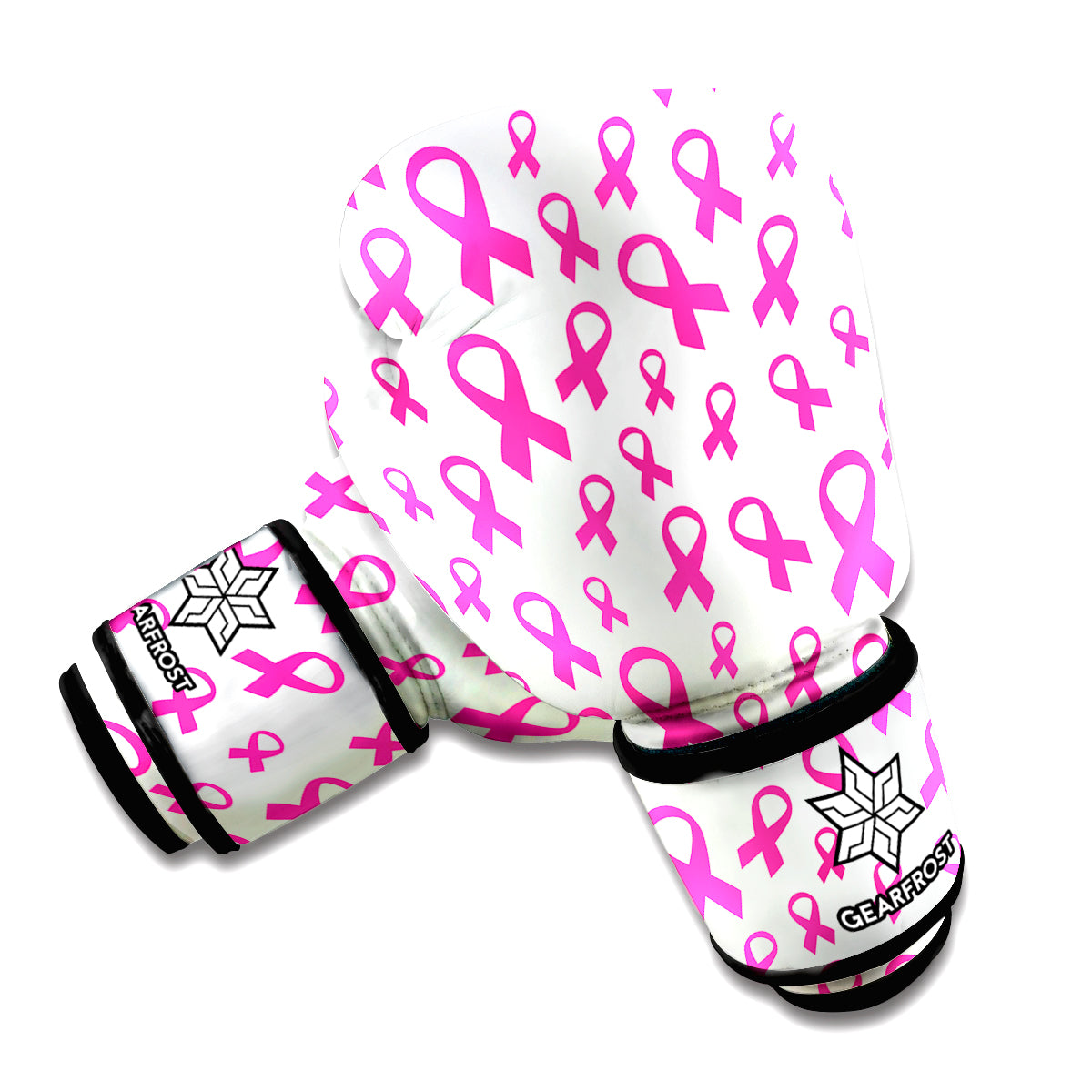 Little Breast Cancer Ribbon Print Boxing Gloves