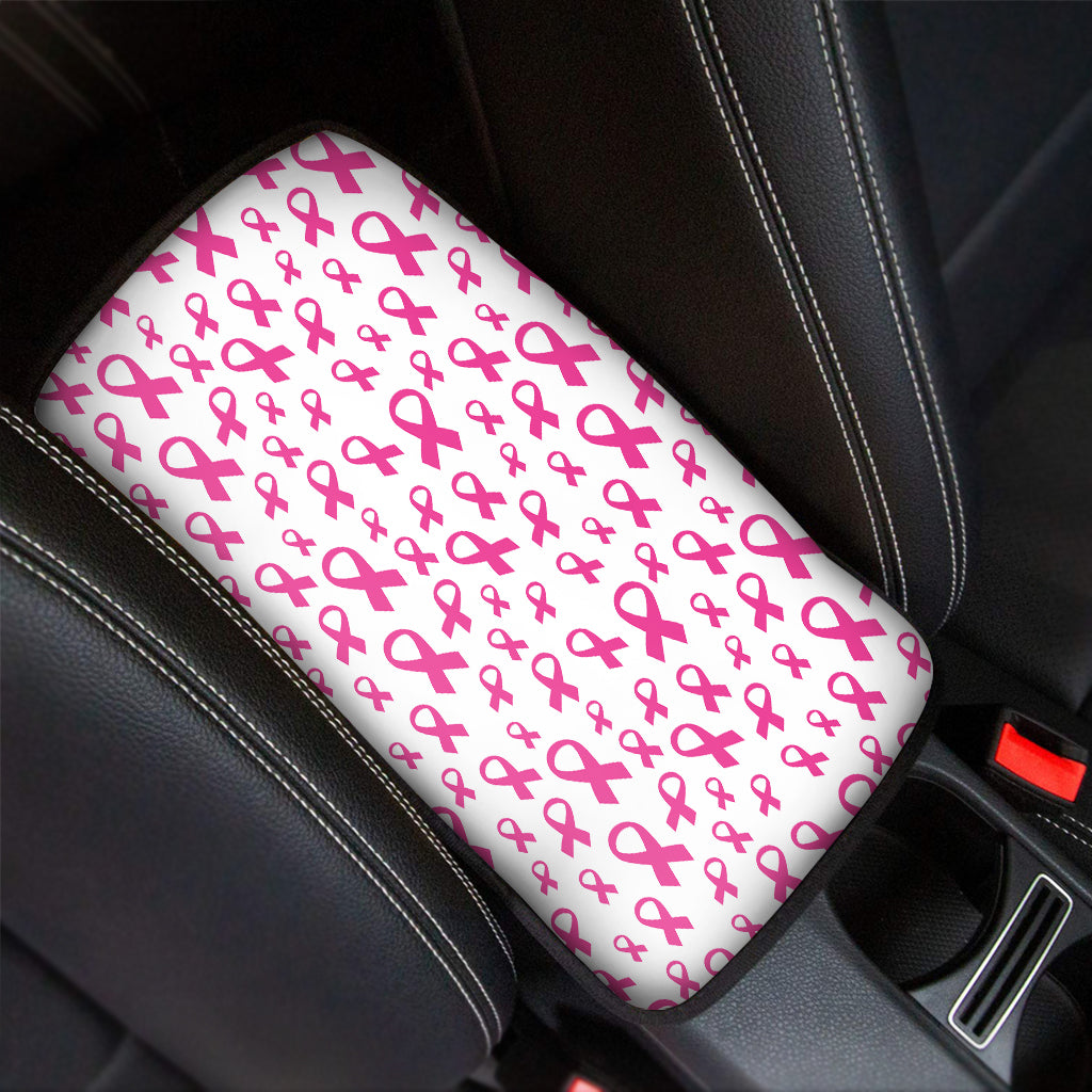 Little Breast Cancer Ribbon Print Car Center Console Cover