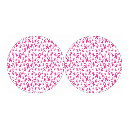 Little Breast Cancer Ribbon Print Car Coasters