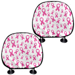 Little Breast Cancer Ribbon Print Car Headrest Covers