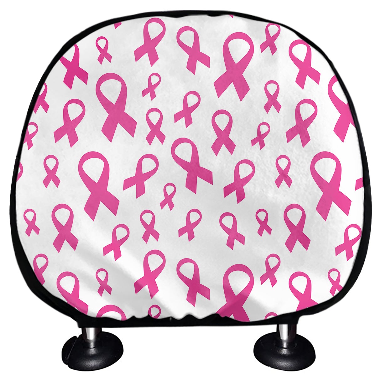 Little Breast Cancer Ribbon Print Car Headrest Covers