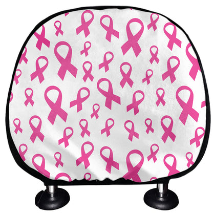 Little Breast Cancer Ribbon Print Car Headrest Covers