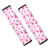 Little Breast Cancer Ribbon Print Car Seat Belt Covers