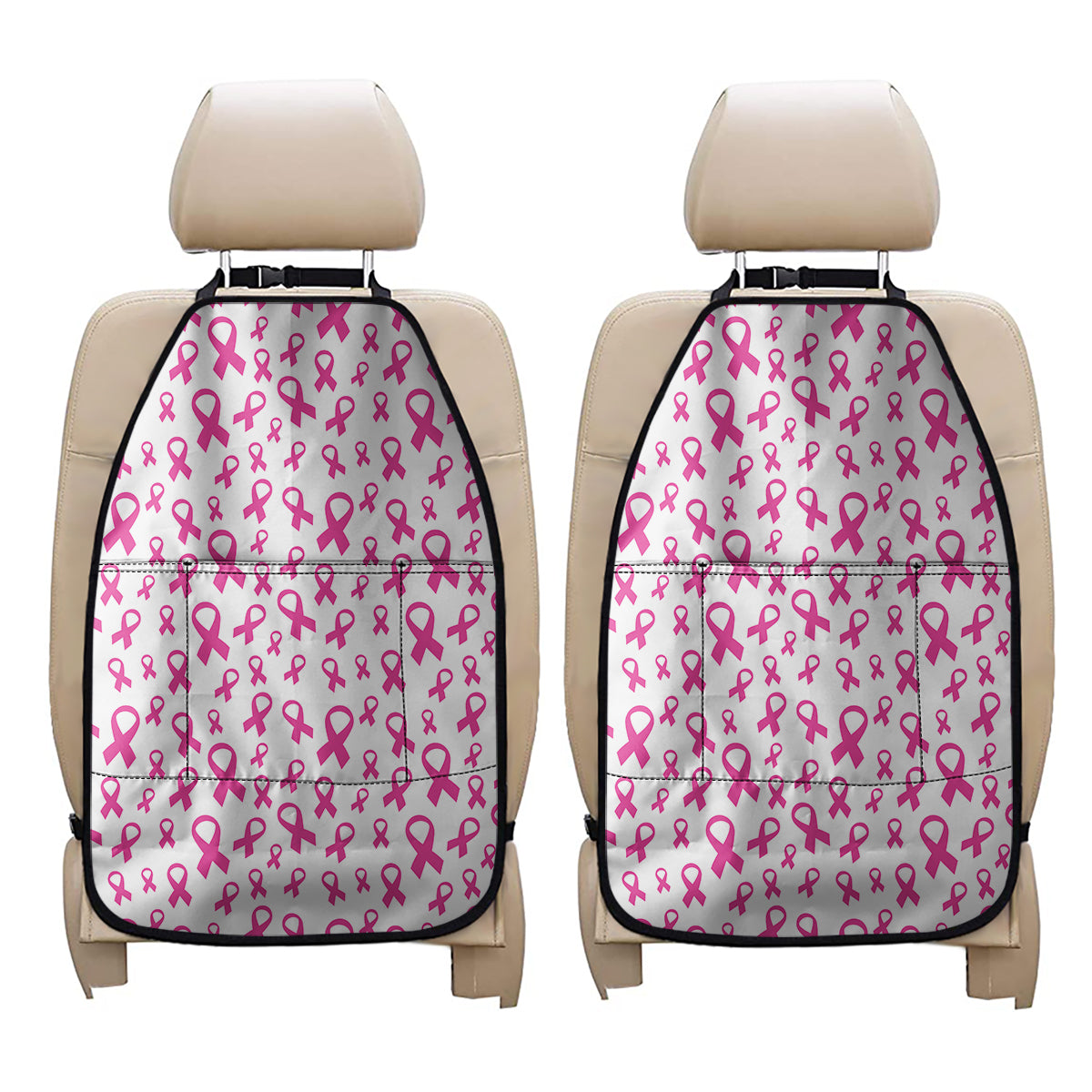 Little Breast Cancer Ribbon Print Car Seat Organizers