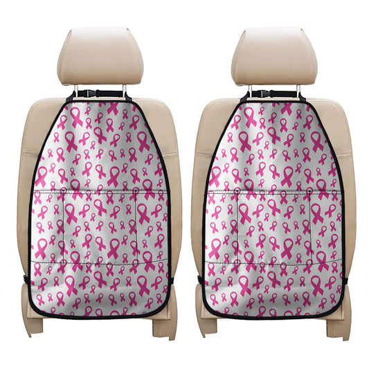 Little Breast Cancer Ribbon Print Car Seat Organizers