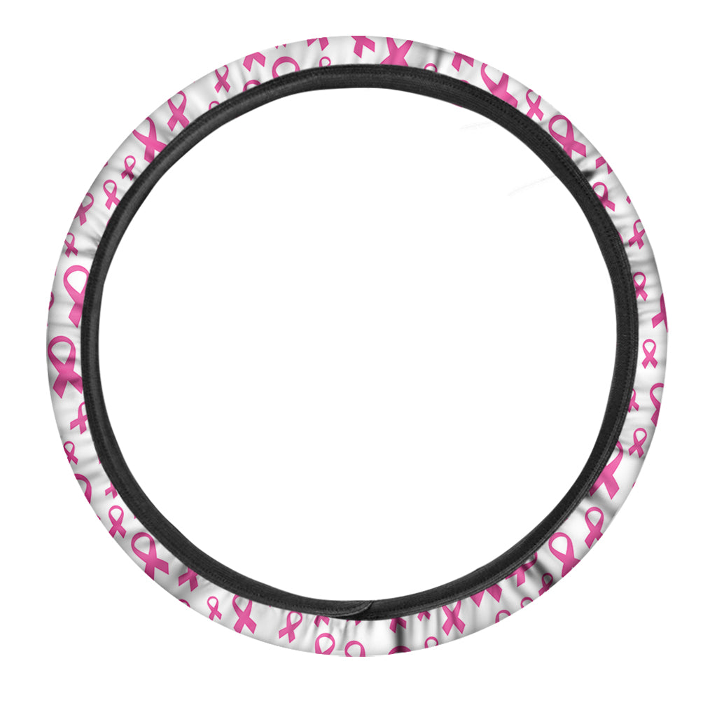 Little Breast Cancer Ribbon Print Car Steering Wheel Cover