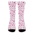 Little Breast Cancer Ribbon Print Crew Socks