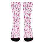 Little Breast Cancer Ribbon Print Crew Socks