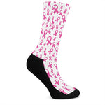 Little Breast Cancer Ribbon Print Crew Socks