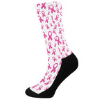Little Breast Cancer Ribbon Print Crew Socks