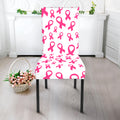 Little Breast Cancer Ribbon Print Dining Chair Slipcover