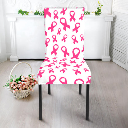 Little Breast Cancer Ribbon Print Dining Chair Slipcover