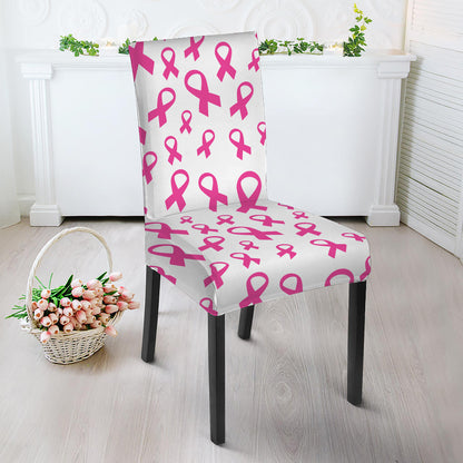 Little Breast Cancer Ribbon Print Dining Chair Slipcover