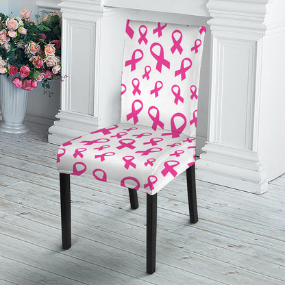 Little Breast Cancer Ribbon Print Dining Chair Slipcover
