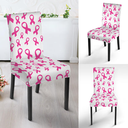 Little Breast Cancer Ribbon Print Dining Chair Slipcover
