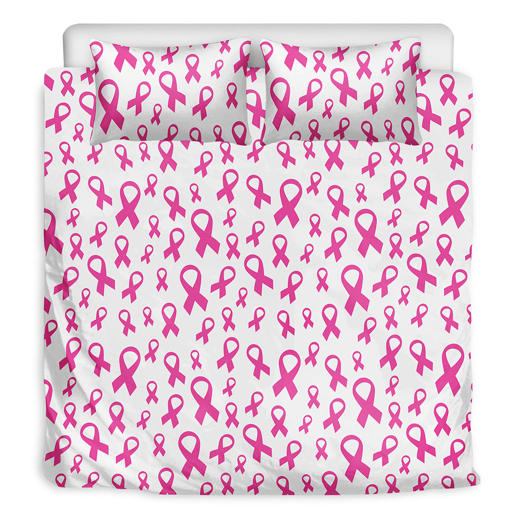 Little Breast Cancer Ribbon Print Duvet Cover Bedding Set
