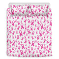 Little Breast Cancer Ribbon Print Duvet Cover Bedding Set
