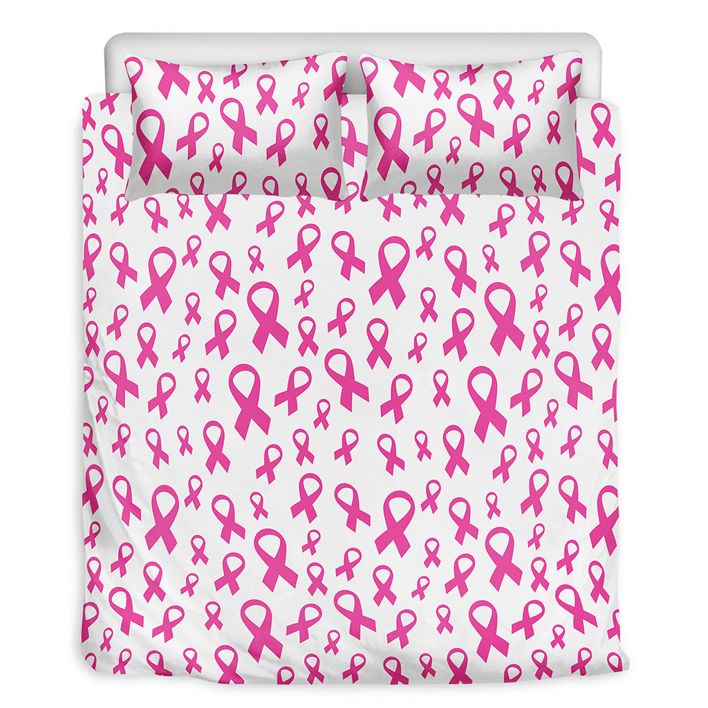 Little Breast Cancer Ribbon Print Duvet Cover Bedding Set
