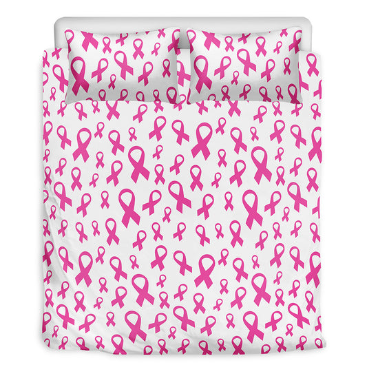 Little Breast Cancer Ribbon Print Duvet Cover Bedding Set
