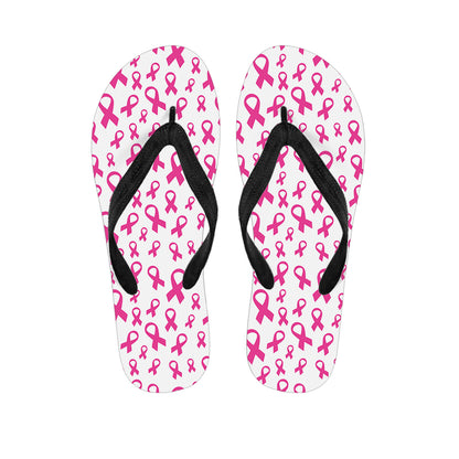Little Breast Cancer Ribbon Print Flip Flops