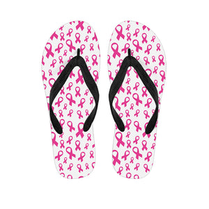 Little Breast Cancer Ribbon Print Flip Flops