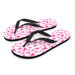 Little Breast Cancer Ribbon Print Flip Flops